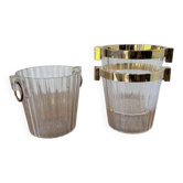 3 seaux à champagne en plexiglas transparent et doré, 1970