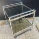 Space Age side table in aluminium and smoked glass