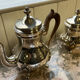 Two shaped pieces in silver-plated metal punched circa 1900 (B)