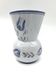 Blue glazed earthenware vase – stylized floral decoration – signed on the base