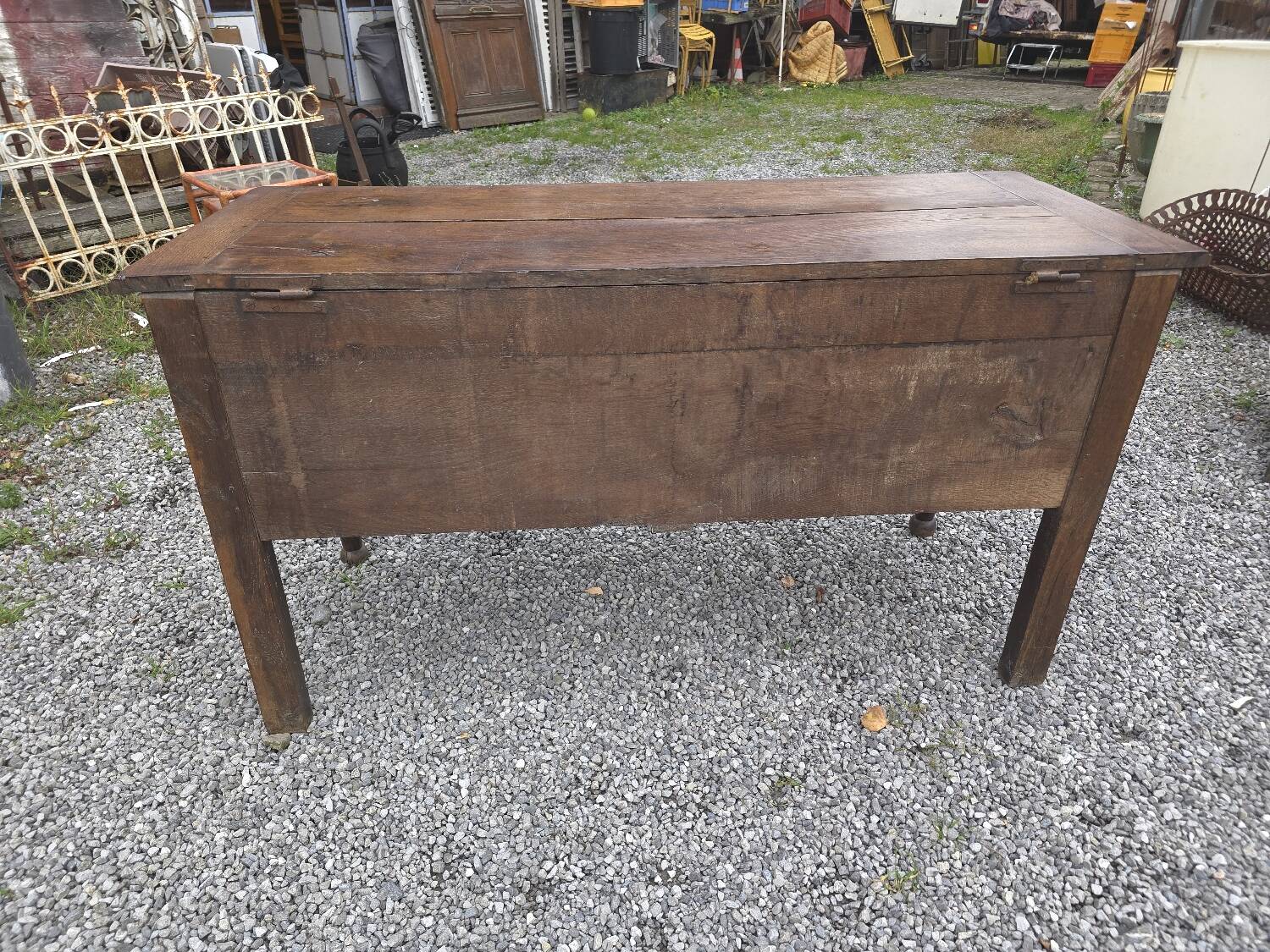 Antique chest, oak kneading trough