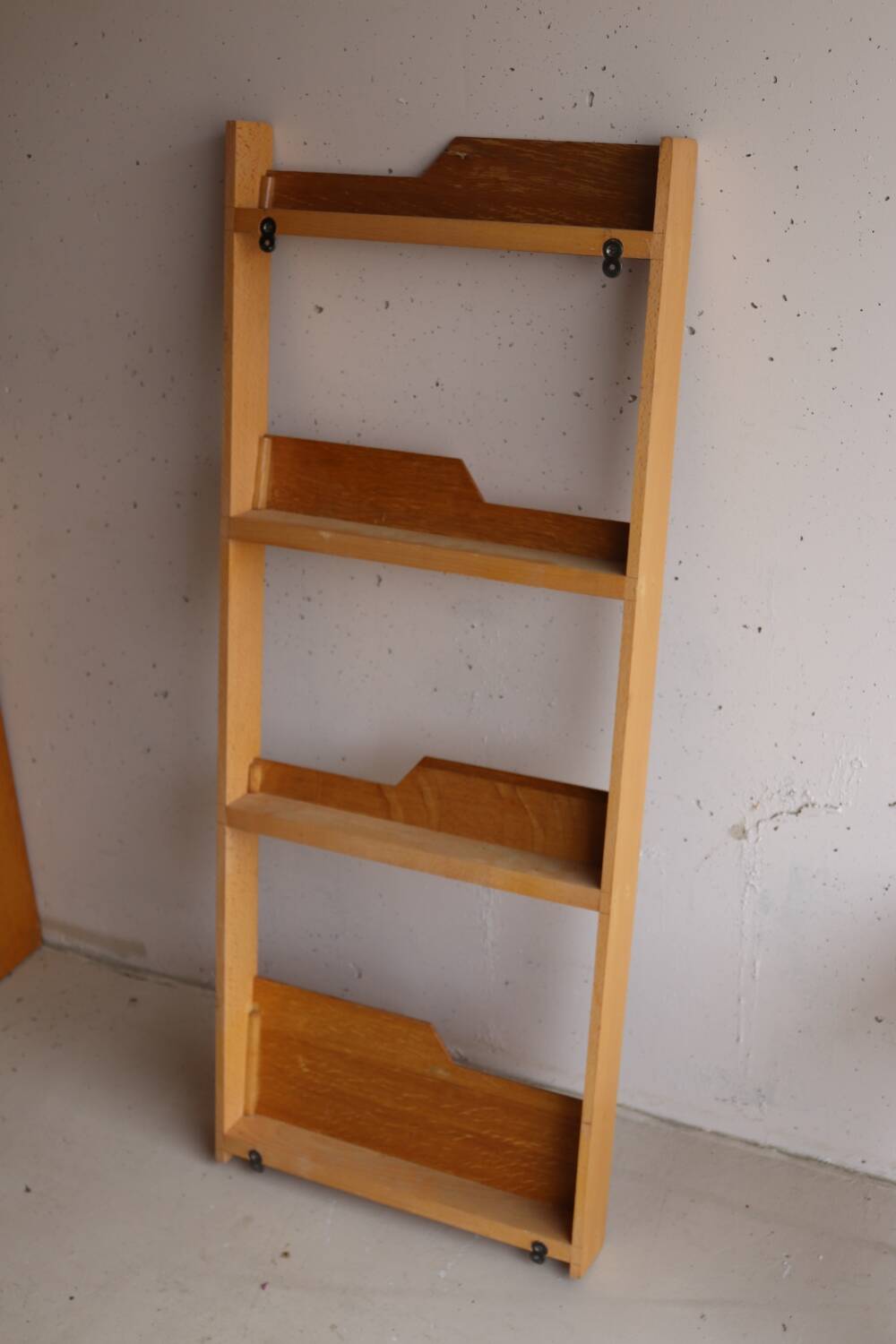 Vintage light wood wall bookcase