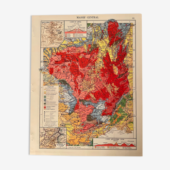 Ancienne carte du massif central de 1945