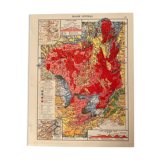 Old map of the massif central from 1945