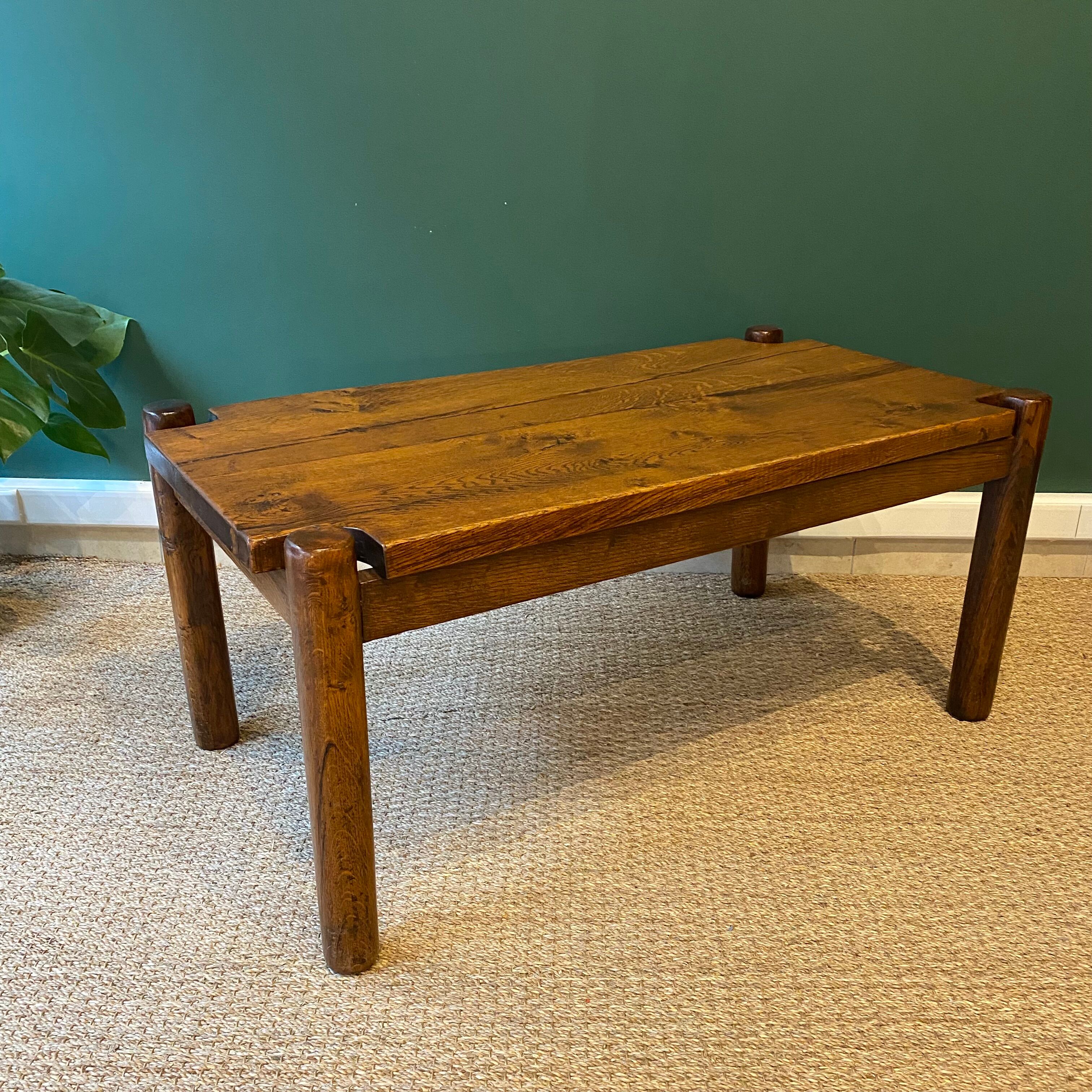 Brutalist oak coffee table