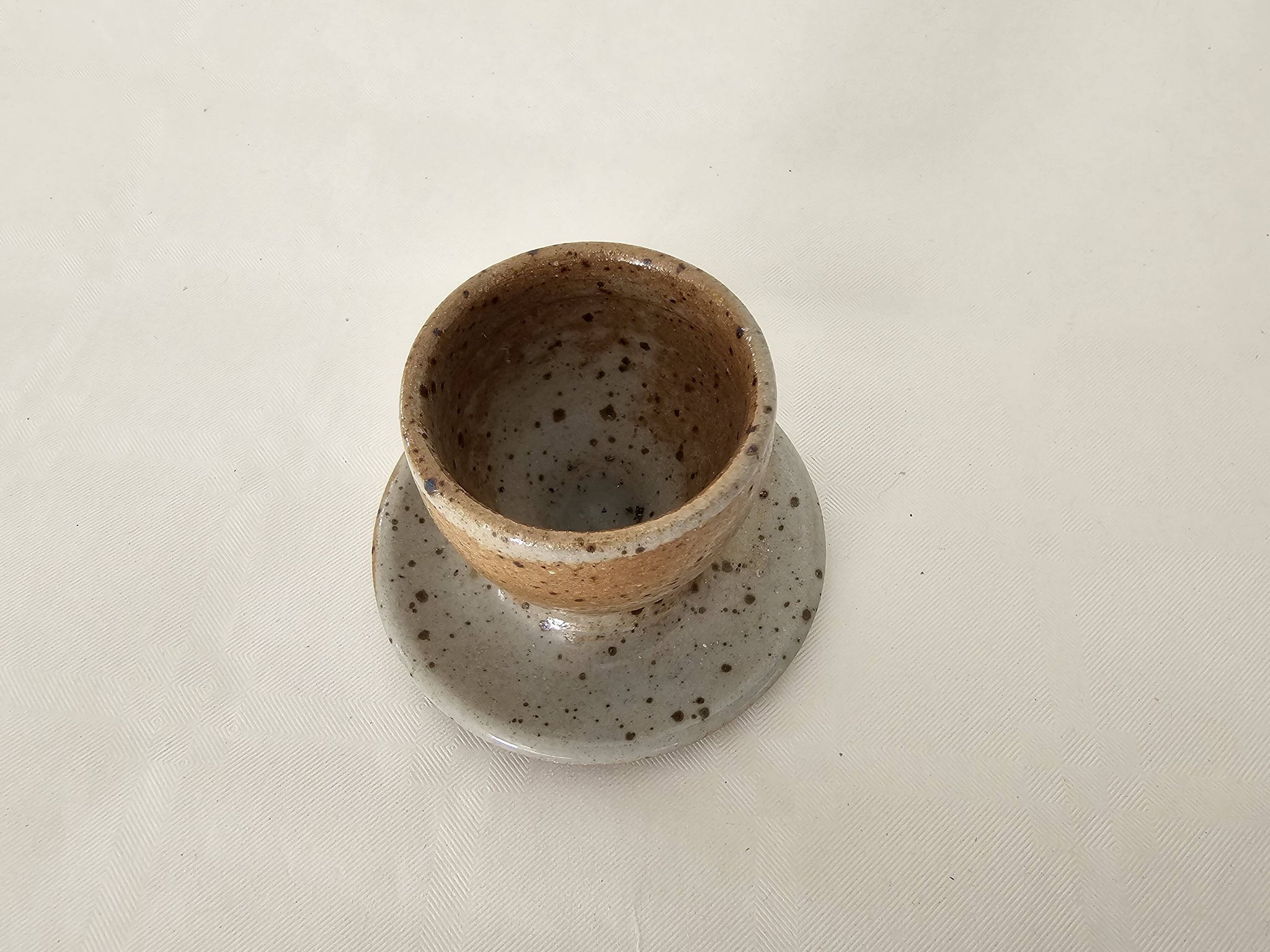 Ceramic egg cup signed Barges