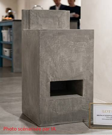 High pedestal / Architectural pedestal in polished concrete in Neo-Brutalist style