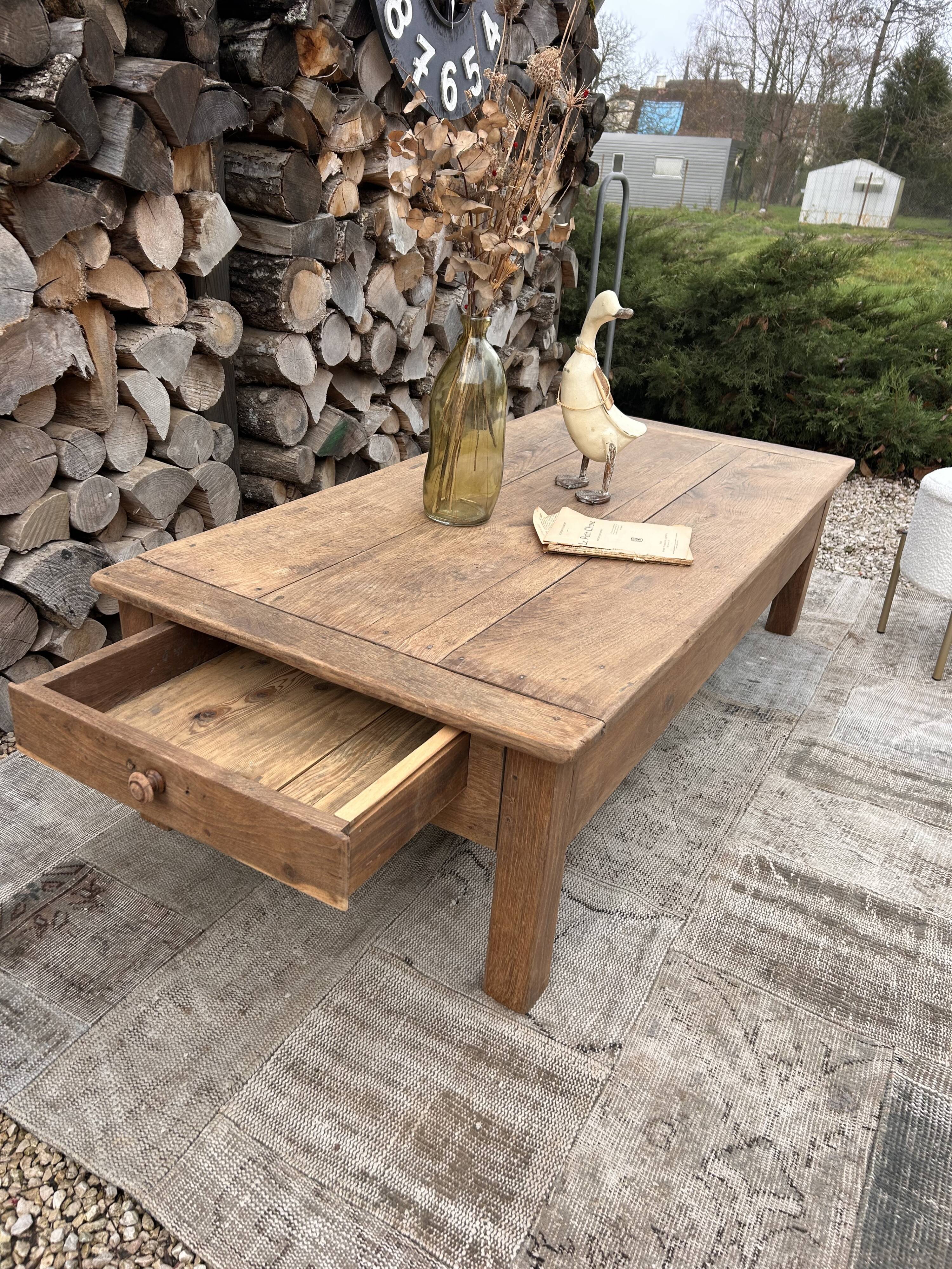 Table basse de ferme chêne massif