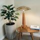 Modernist sculptural lamp wood/chrome/hammered brass - 1970s era