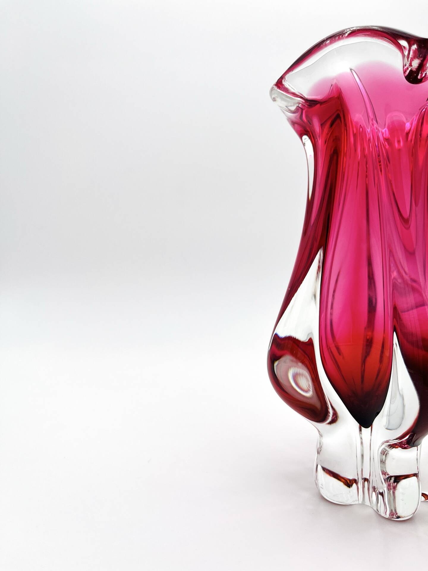 Organic Art Vase Josef Hospodka - Sommerso Ruby/Mandarin