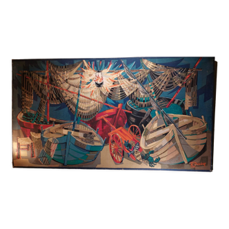 Tapisserie barques et filets