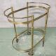 1960s golden bamboo metal serving trolley