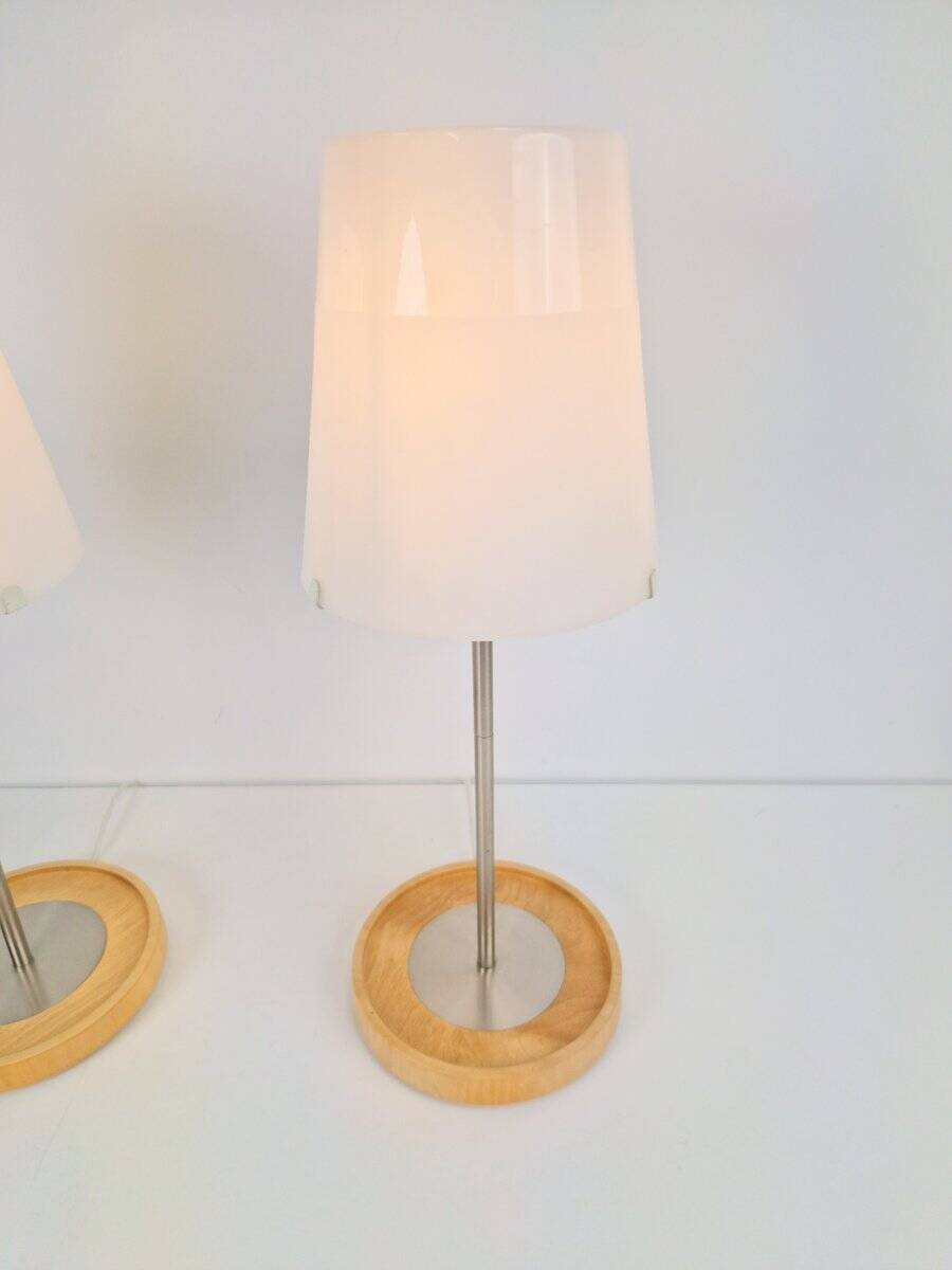 Vintage Basisk Table Lamp in Birch and Glass by Wiebke Braash for Ikea, 2000s, Set of 2