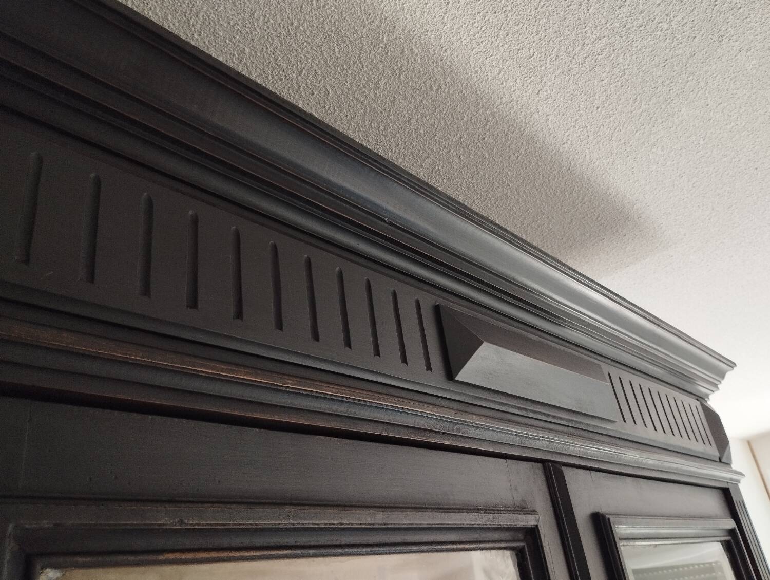 Old 2-door bookcase with black patina