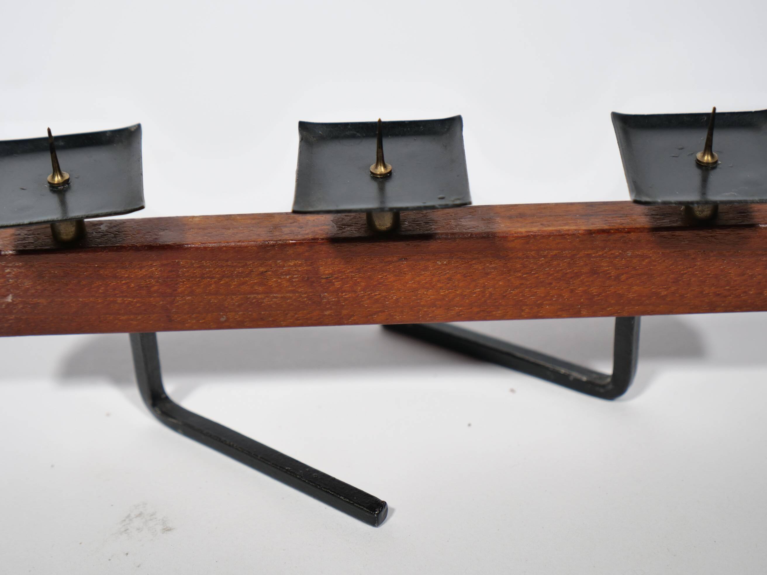 Teak Candle Holder Mid Century 1950s