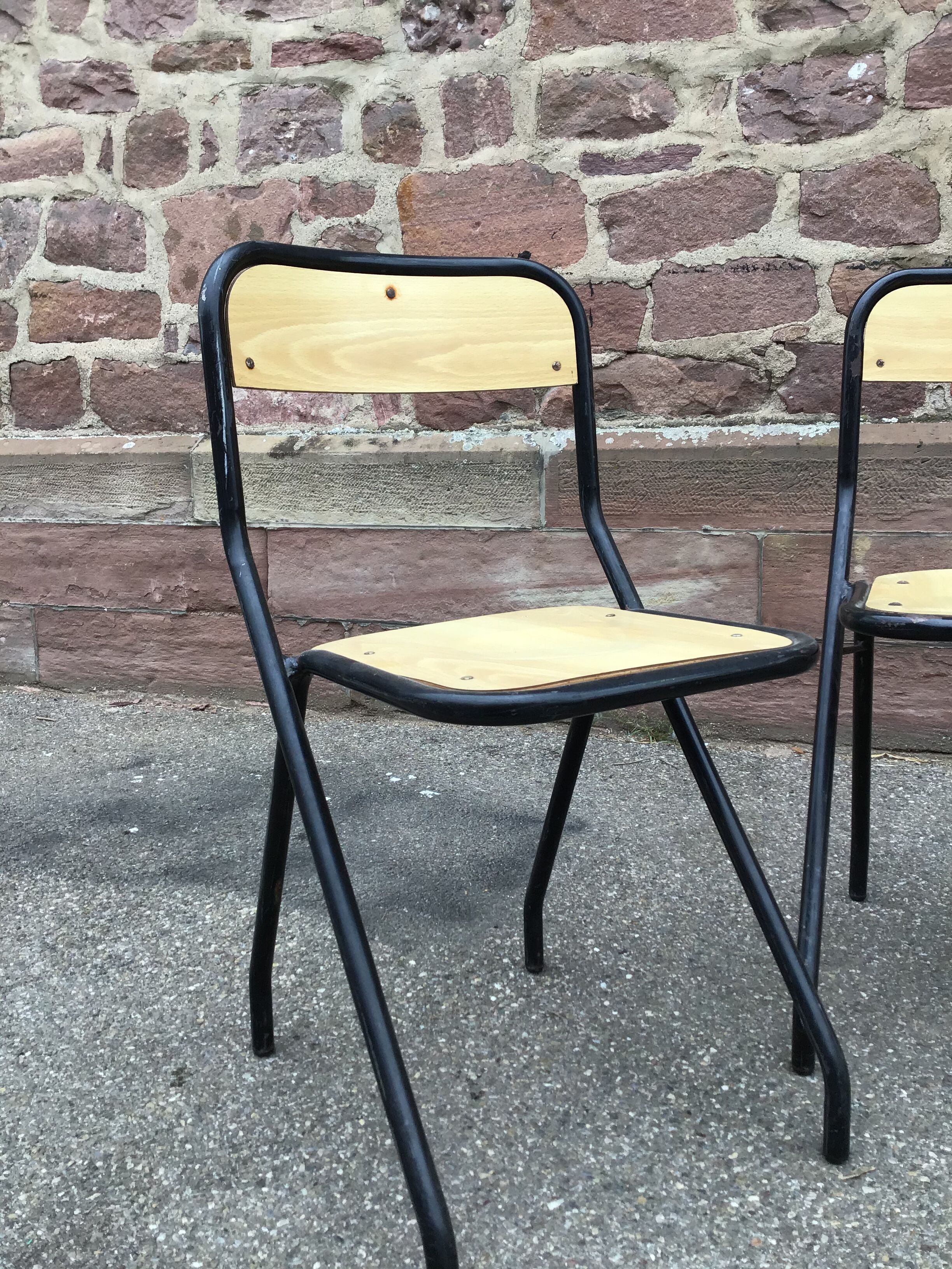 4 vintage school design chairs 1960