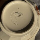 Antique Sarreguemines soup tureen with lid, rose pattern, D33 H28.