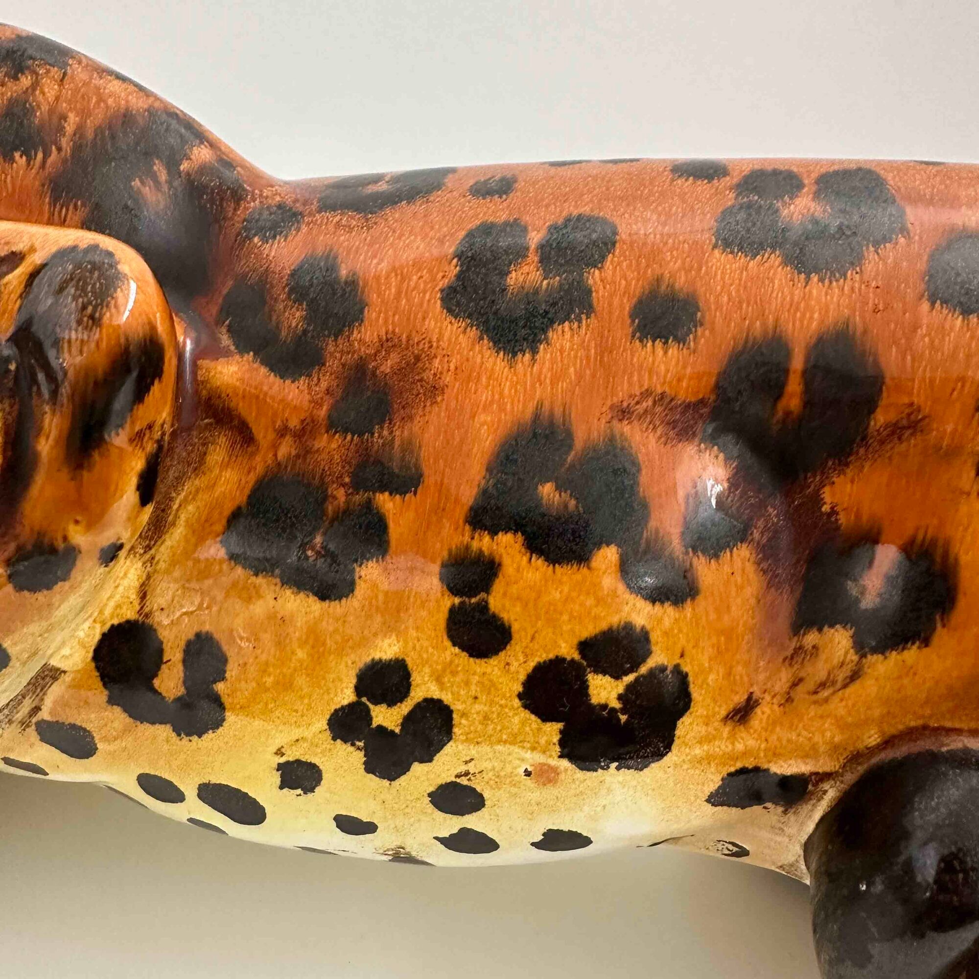 Italian handpainted leopard in ceramic, 1950s