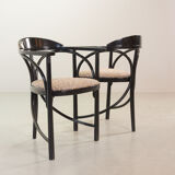 4 Wooden Black Lacquered Thonet Triangle Dining Chairs Model 87, 1980s