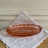 Beurrier coupelle vaches en verre rose France