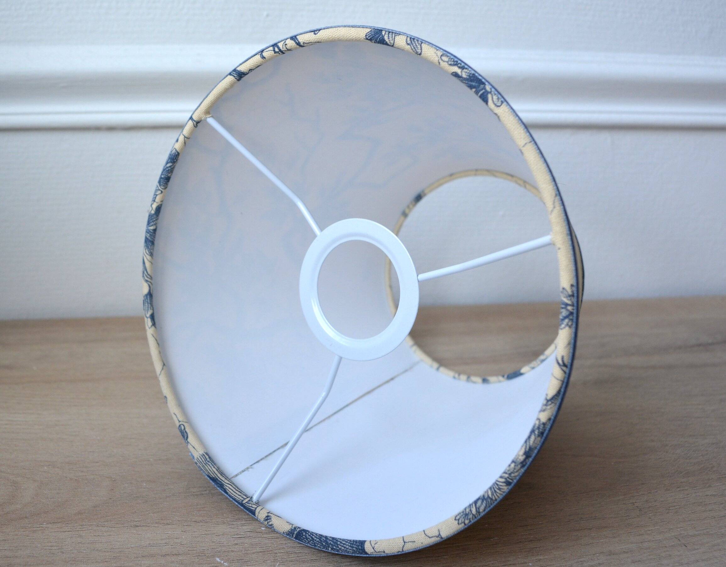 Jouy fabric lampshade, blue foliage pattern