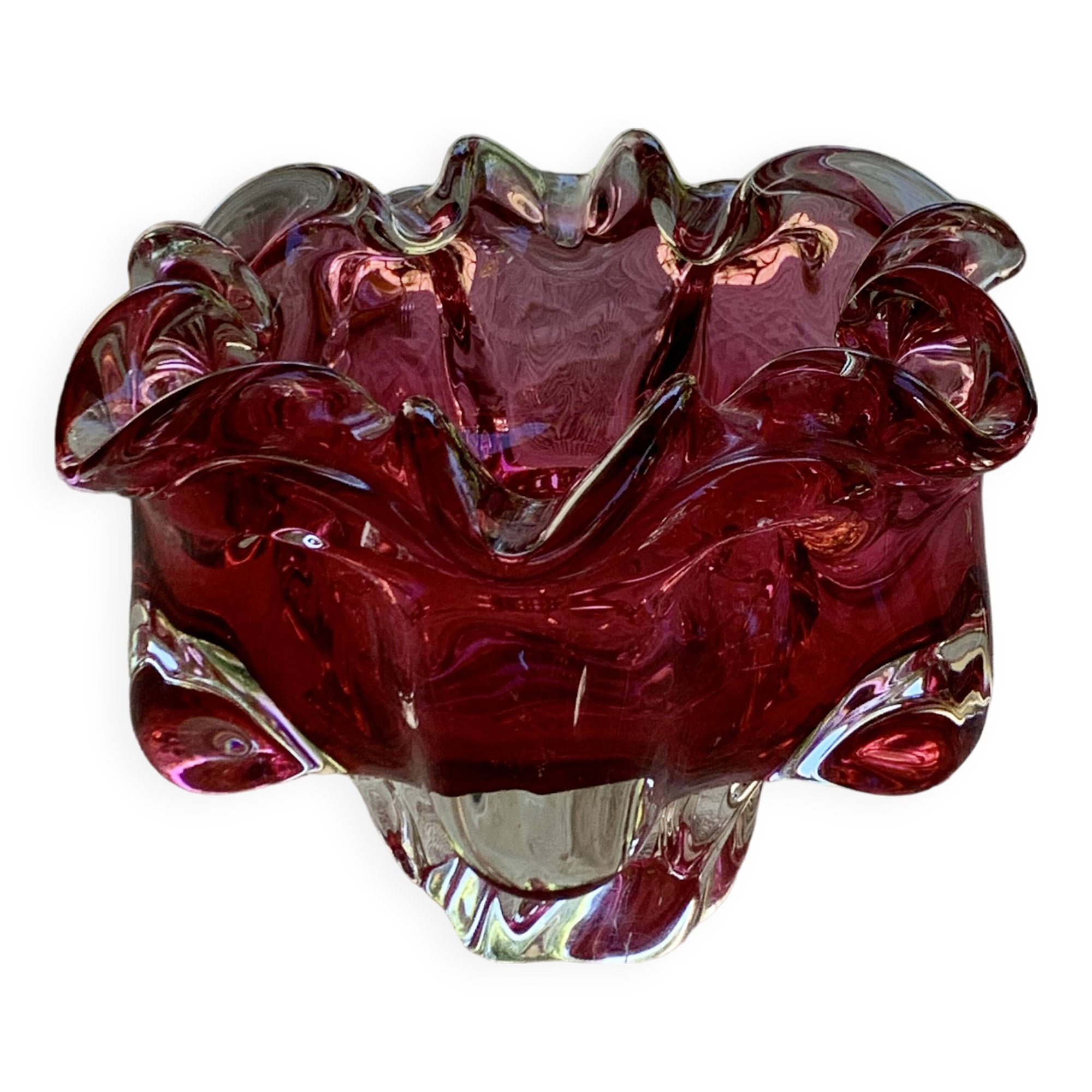 Bohemian crystal ashtray or pocket emptier from the 60s