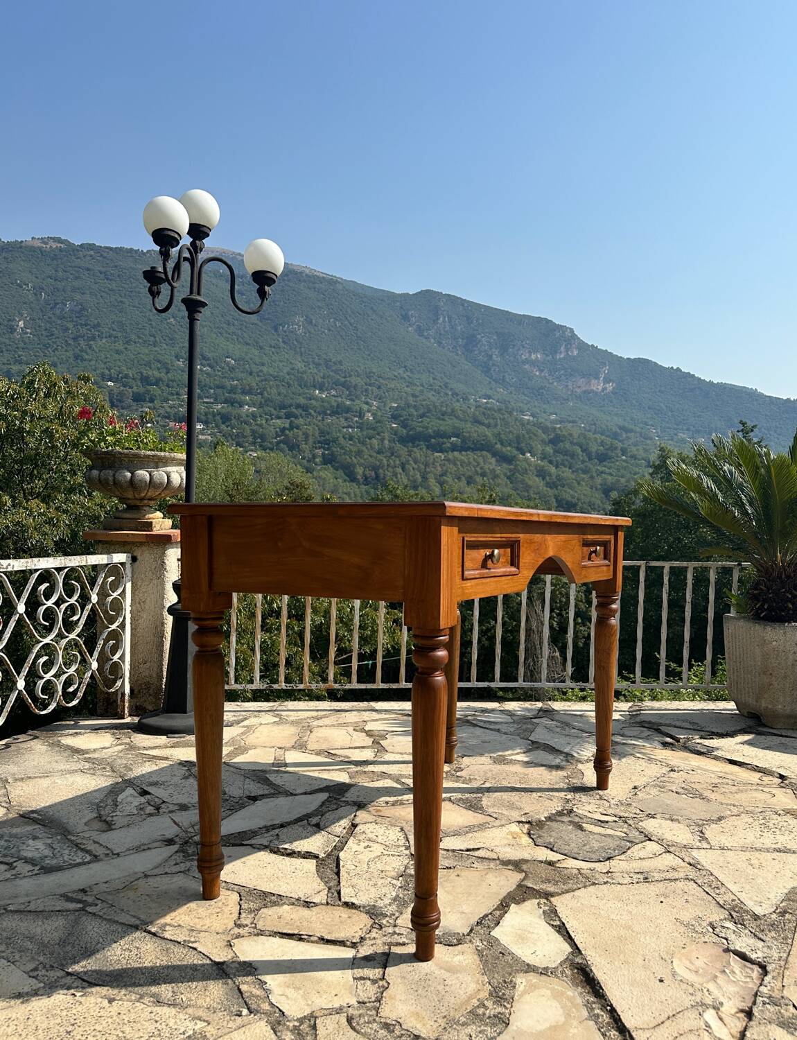 Louis XV style walnut desk, 20th century
