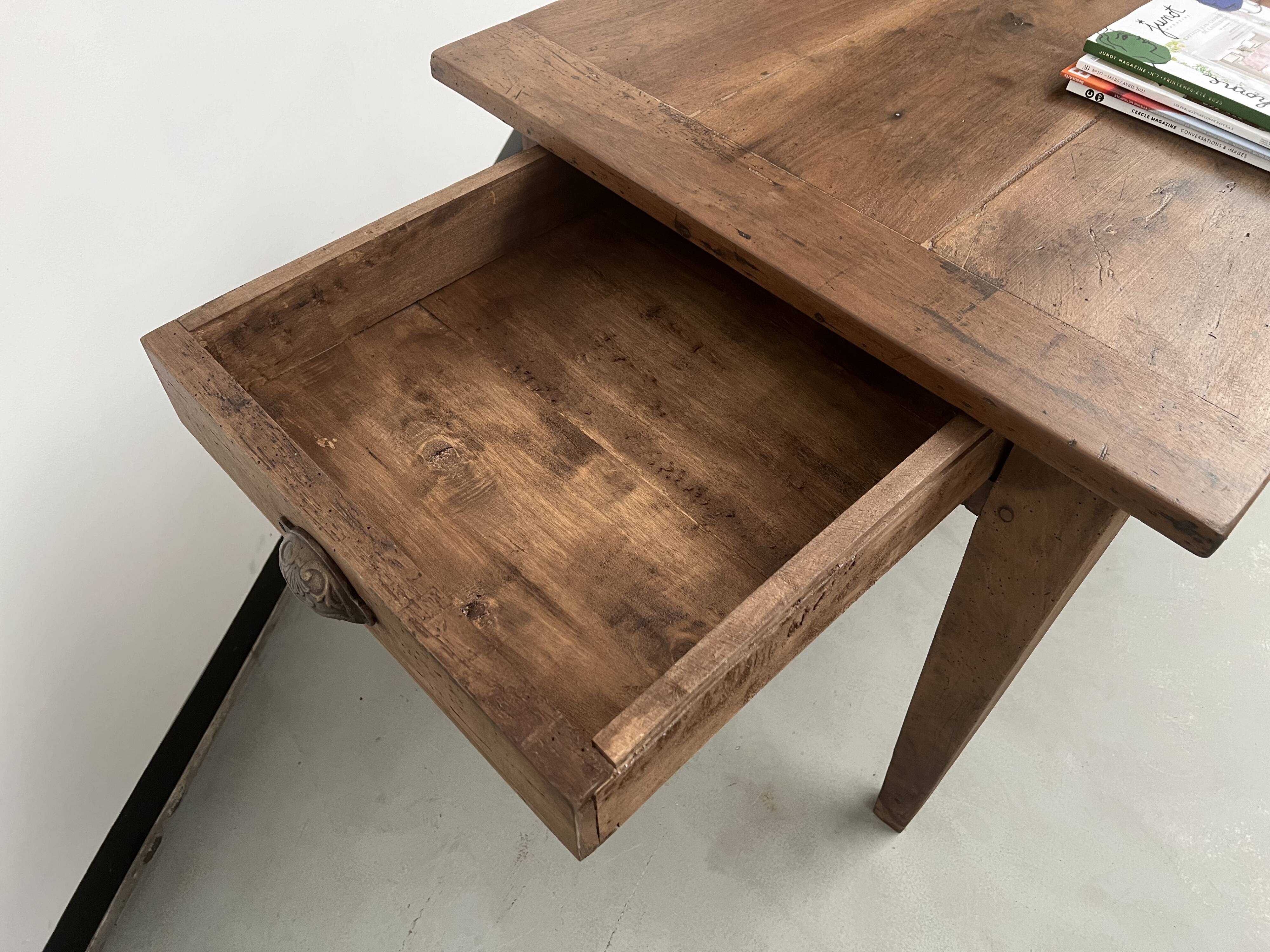 Solid walnut farmhouse table with spindle legs