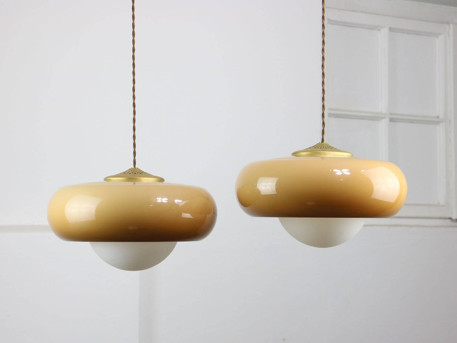 Space Age Brown Pendant Lamp from Guzzini, 1960s