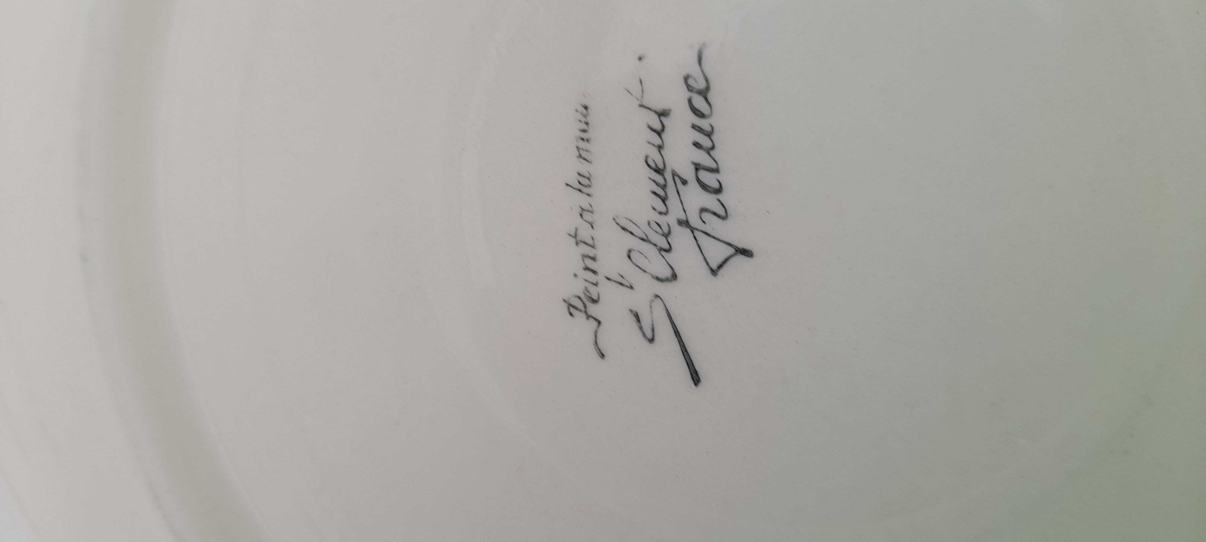 2 earthenware plates of Saint Clement hand painted diam 23 cm