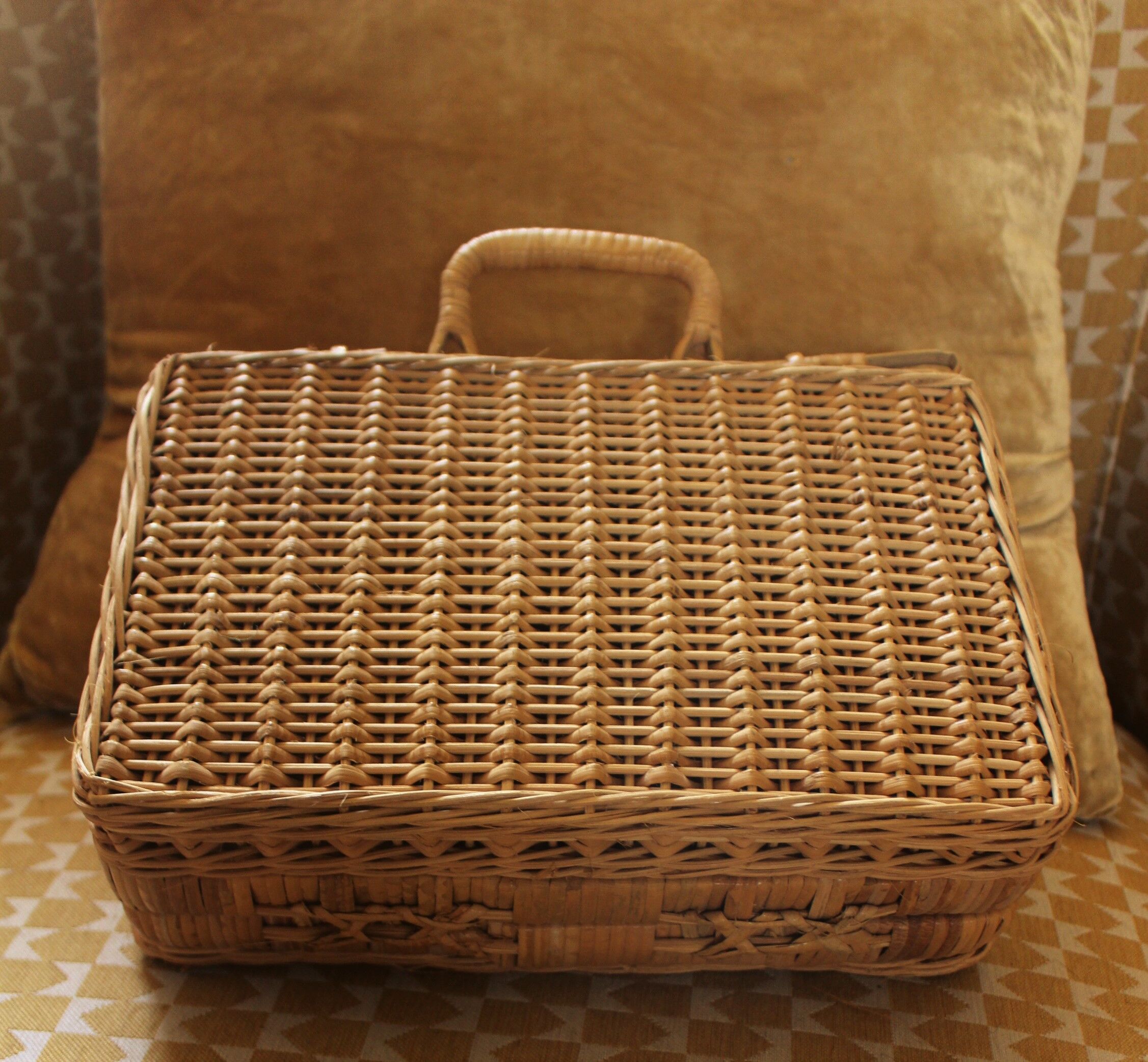 Vintage wicker suitcase
