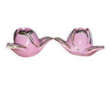 A pair of pink earthenware candlesticks (1940s–50s)