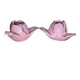 A pair of pink earthenware candlesticks (1940s–50s)