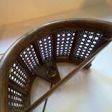 Duo wall lights, 3 M fabric cable, rattan and cane, 70s