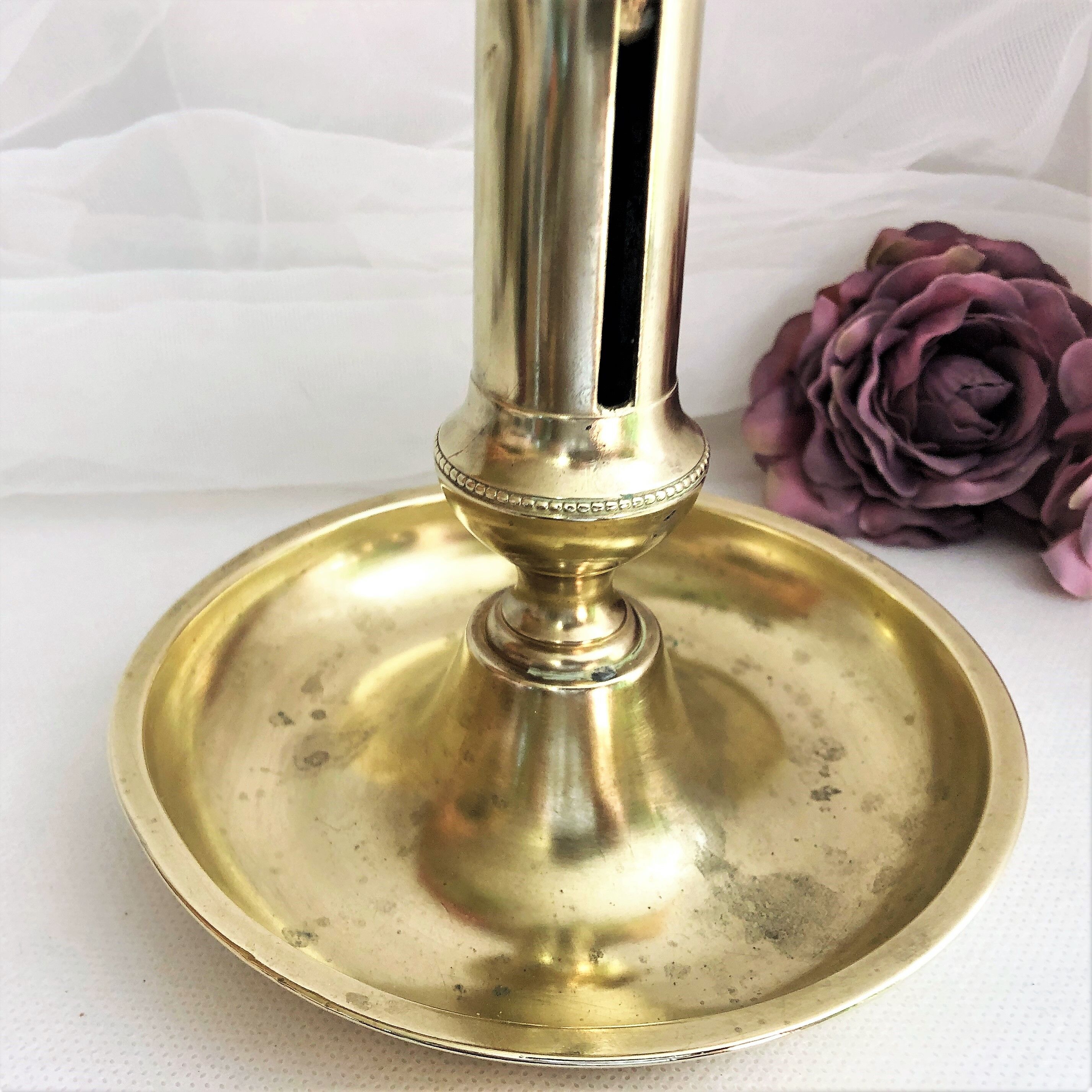 Gilded copper table candle holder with Victorian style nineteenth century
