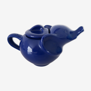 Théière bleue eléphant lipton vintage