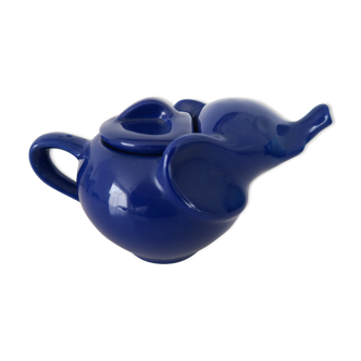 Théière bleue eléphant lipton vintage