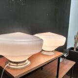 Paire de lampes opaline