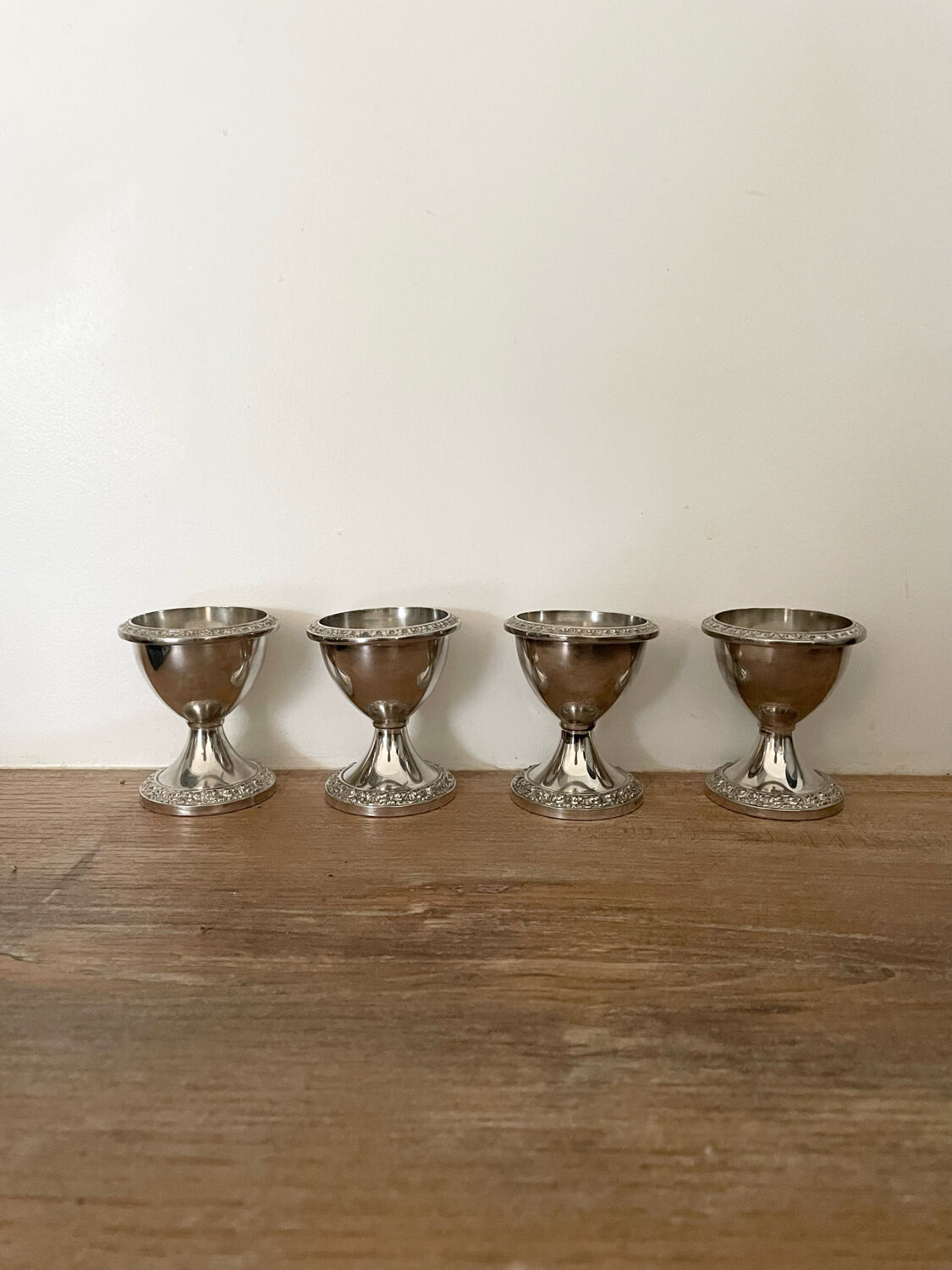 Set de 4 coquetiers plaqué argent
