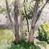 Aquarelle de paysage vintage