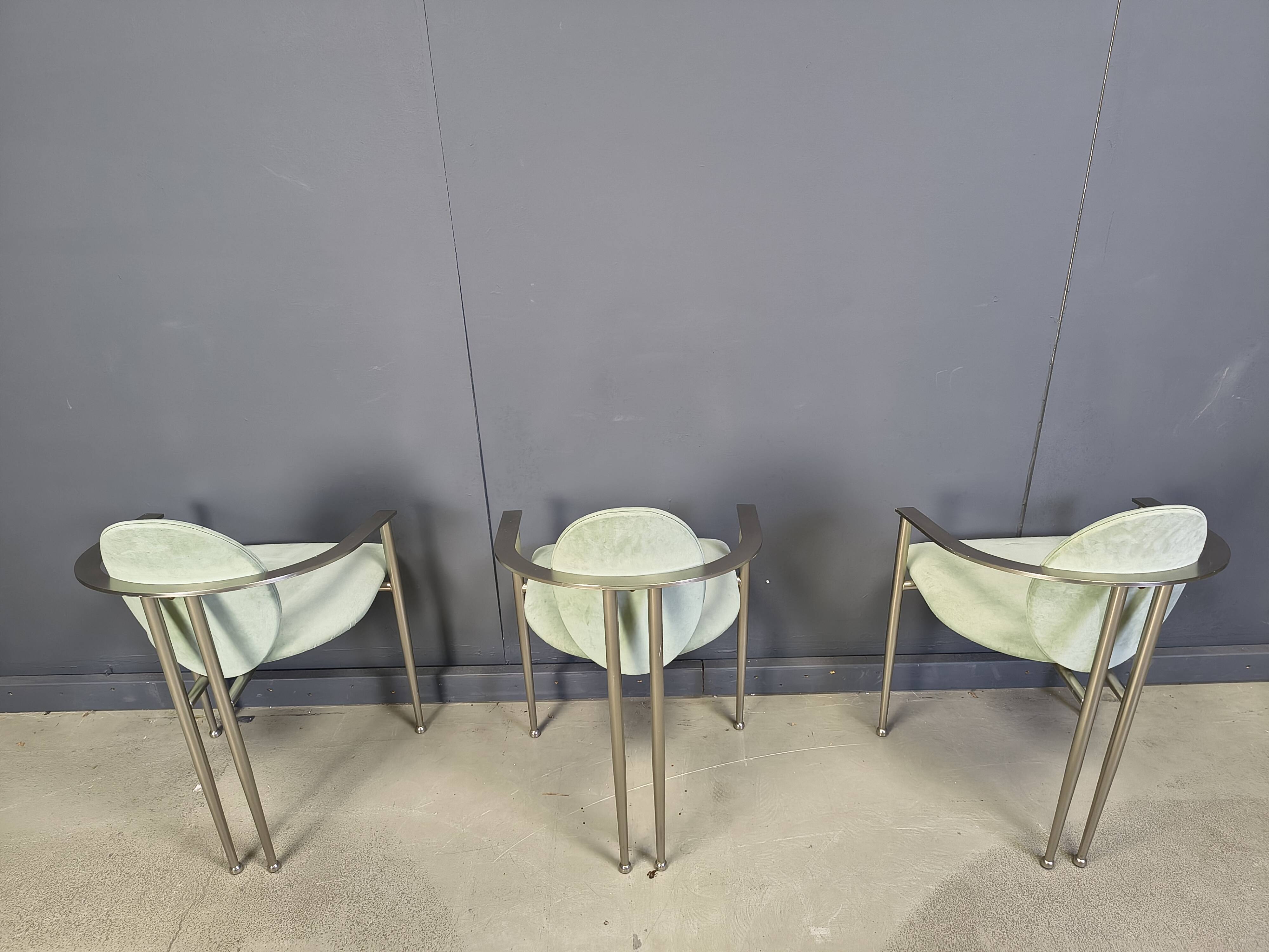 Vintage dining chairs by Belgo chrom, set of 6 - 1980s