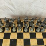 Leather and metal chess set
