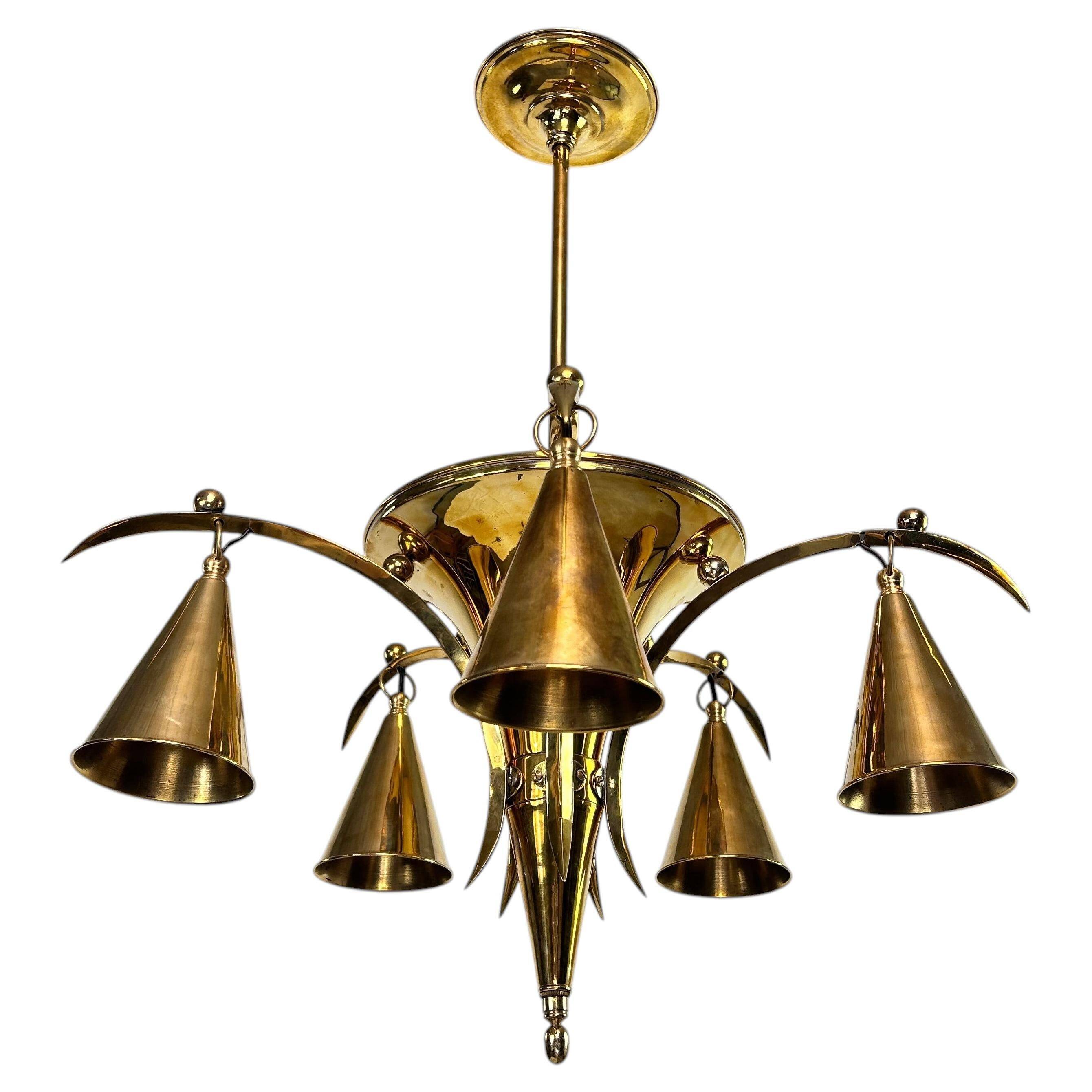 Lustre en laiton de la sécession viennoise par Dagobert Peche