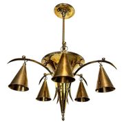Brass chandelier from the Vienna Secession by Dagobert Peche