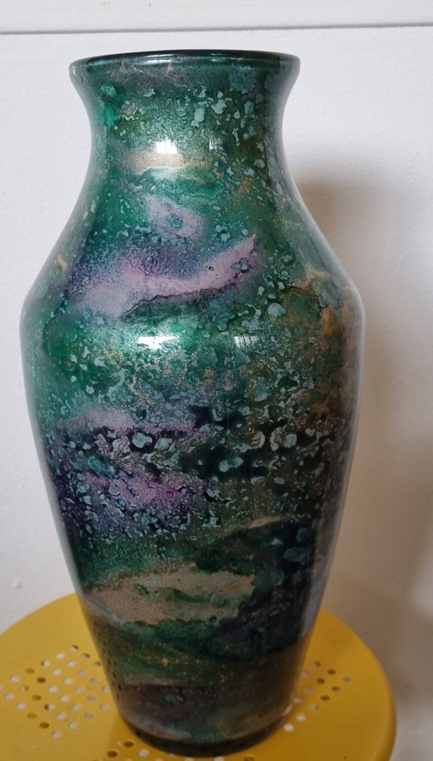 Glazed glass vase Signed Laque Line H 40cm