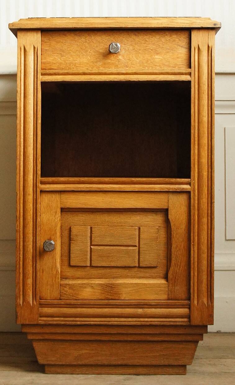 1930 bedside table in oak & black marble