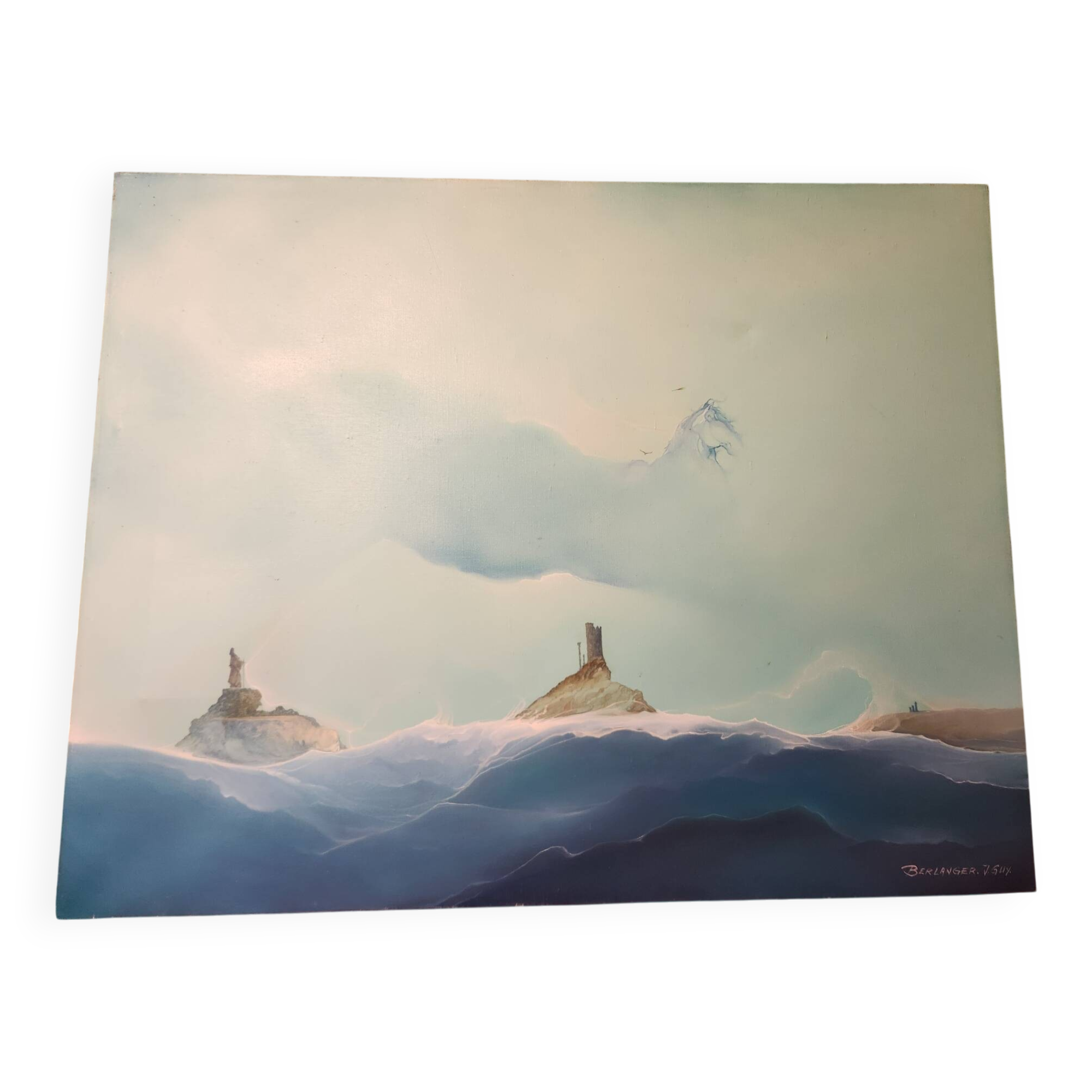 Large dreamlike oil painting on canvas by Jean Guy Berlanger