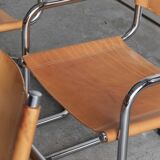Set of 4 tubular dining chairs in Bauhaus style, in the manner of Marcel Breuer, 1970s