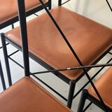 Cognac metal and leather chair, Arrben Italy design 1970
