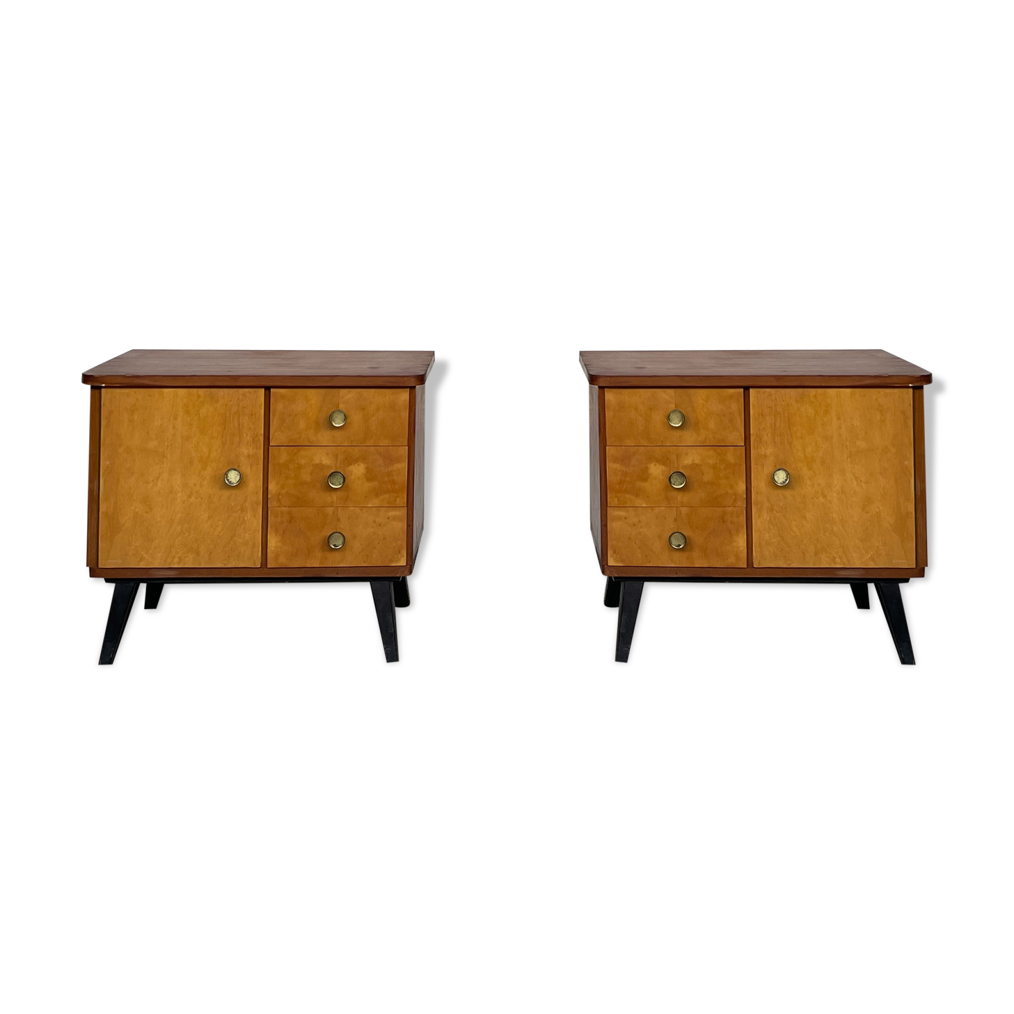 Pair of night table feet compass bedside end of vintage sofa old 1950 1960 retro